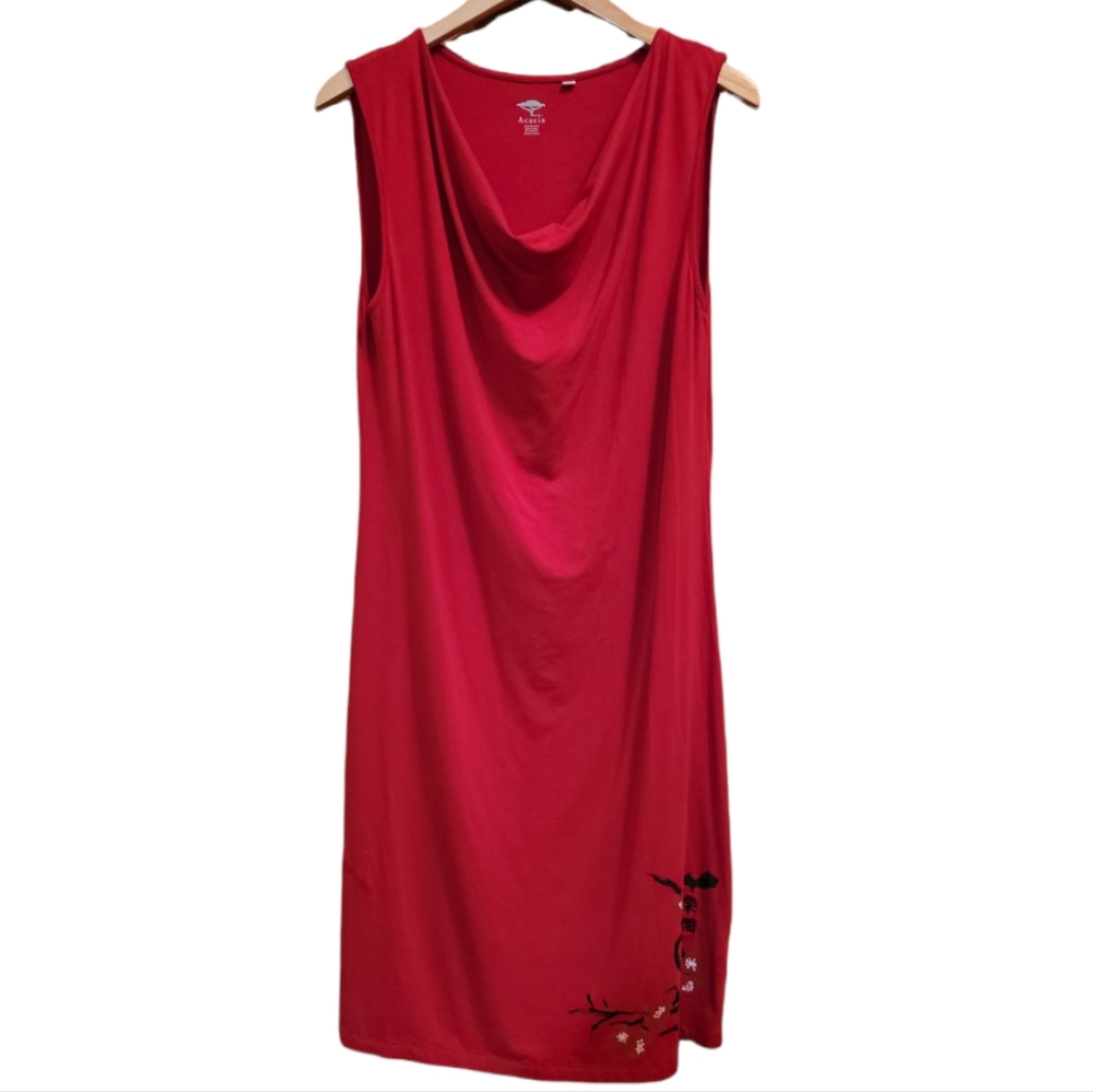 ACACIA M RED ASIAN INSPIRED MAXI SLEEVELESS DRESS